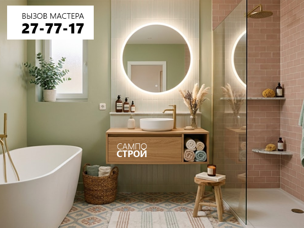 отделка ванной комнаты плиткой и установка сантехники